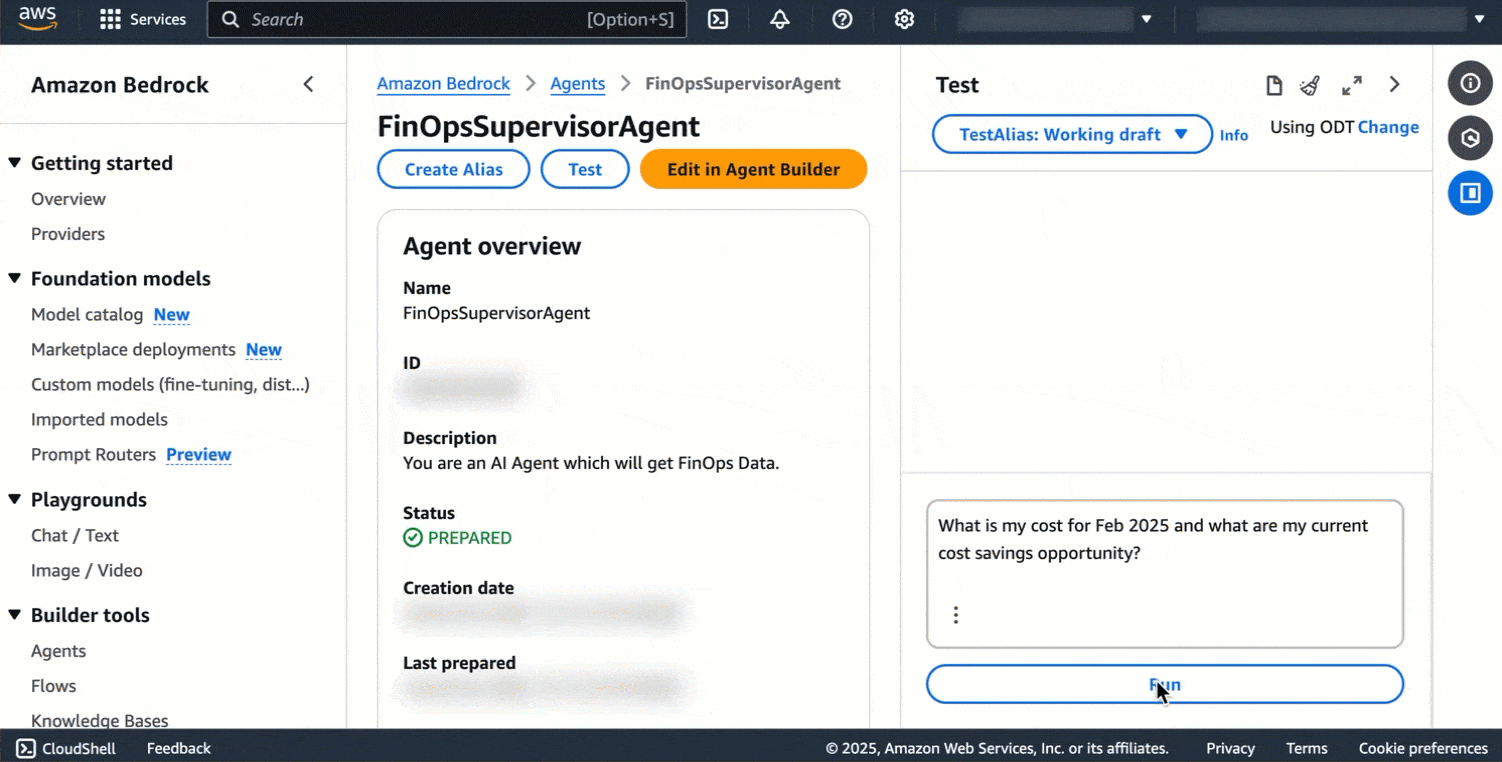 Amazon Bedrock Agents Console Demo
