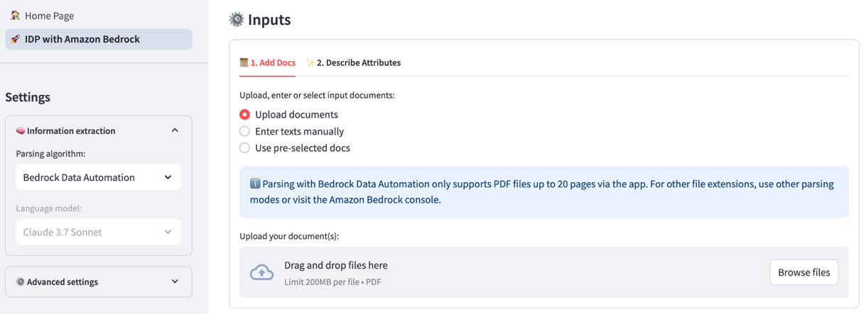 File upload page