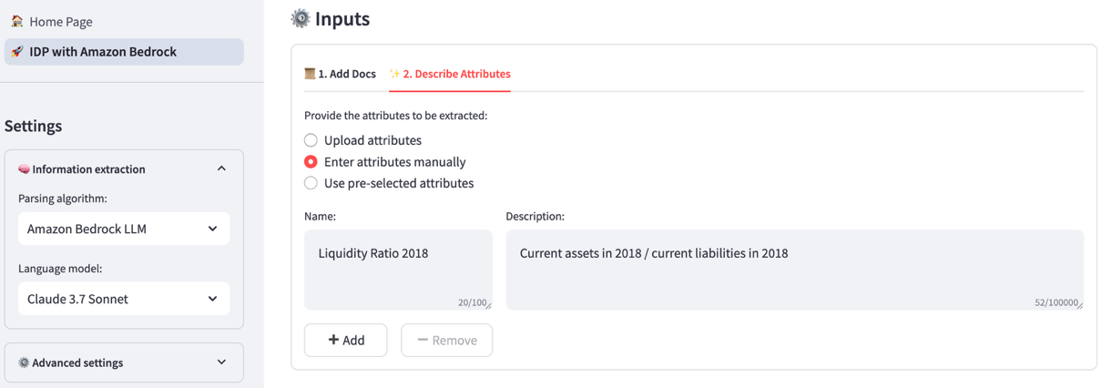 Attributes page