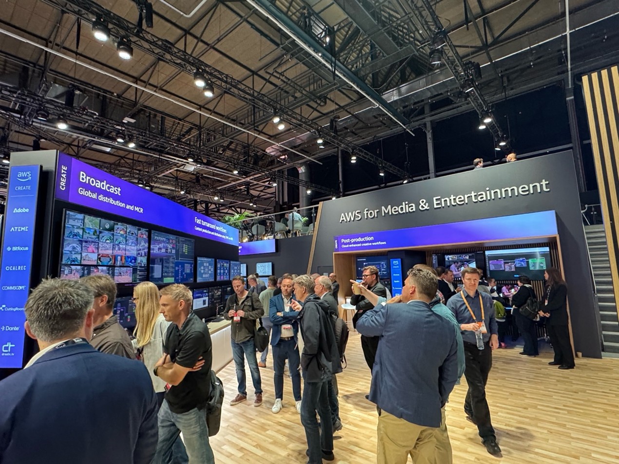 AWS booth at IBC showcasing technology demos 