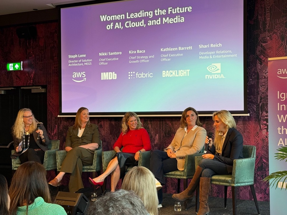 Women in Media and Tech panelist on stage during the IBC event.