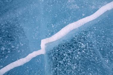 Frozen ice covering a lake