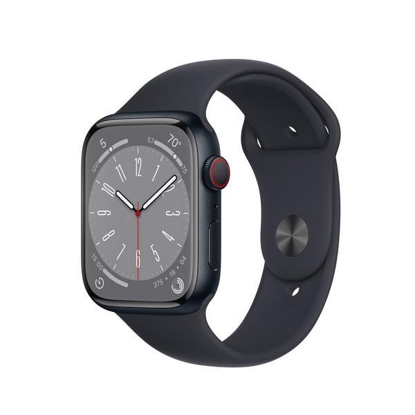 Apple Watch (Series 8) September 2021 - Wifi Only - - Aluminium Midnight - Sport band Black