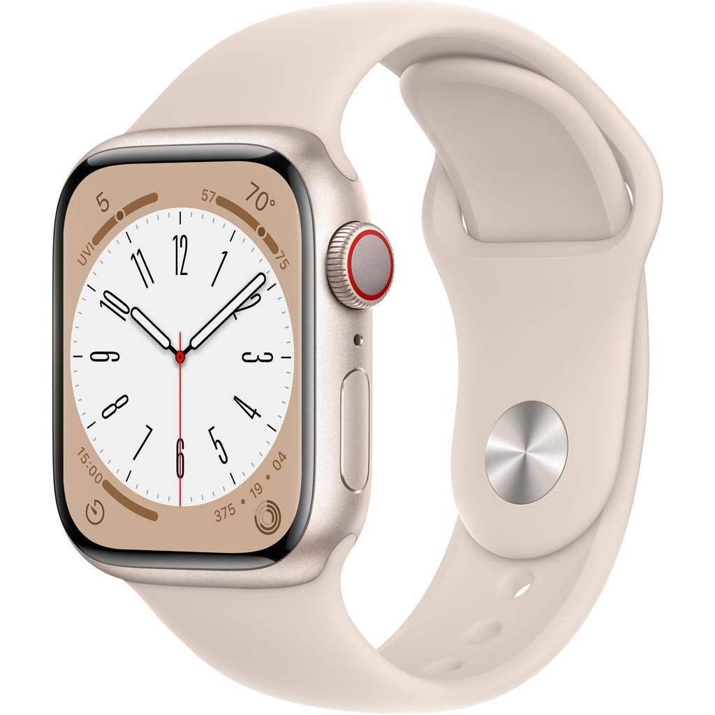 Apple Watch (Series 8) September 2022 - Cellular - - Aluminium Starlight - Sport band Starlight