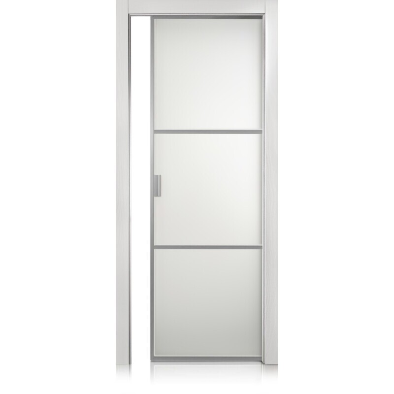 Puerta Cristal Frame/2 trame bianco