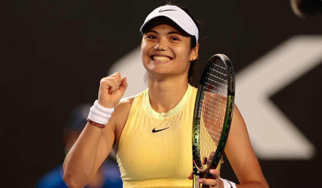 Emma Raducanu celebrates Australian Open