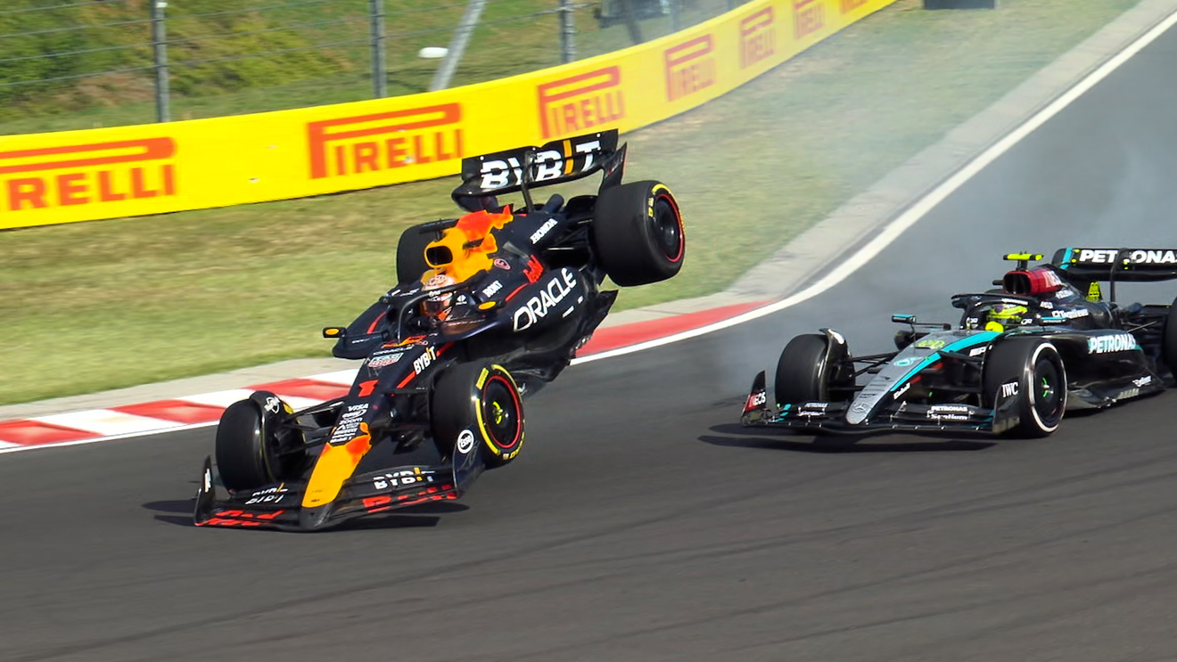 MUST-SEE: Old rivals Verstappen and Hamilton touch in fight for P3