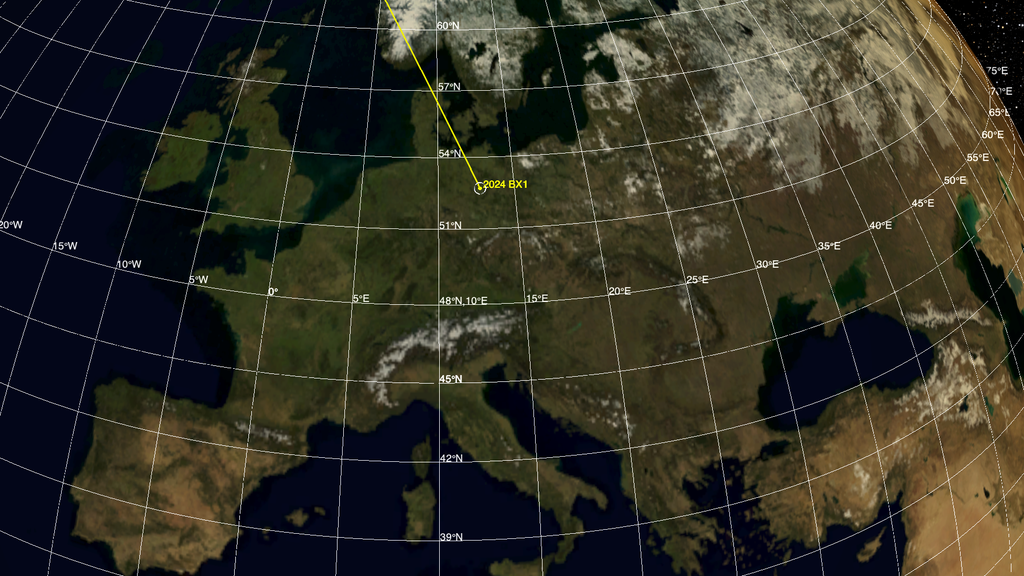 Map shows the location where the small asteroid 2024 BX1 harmlessly impacted Earth’s atmosphere