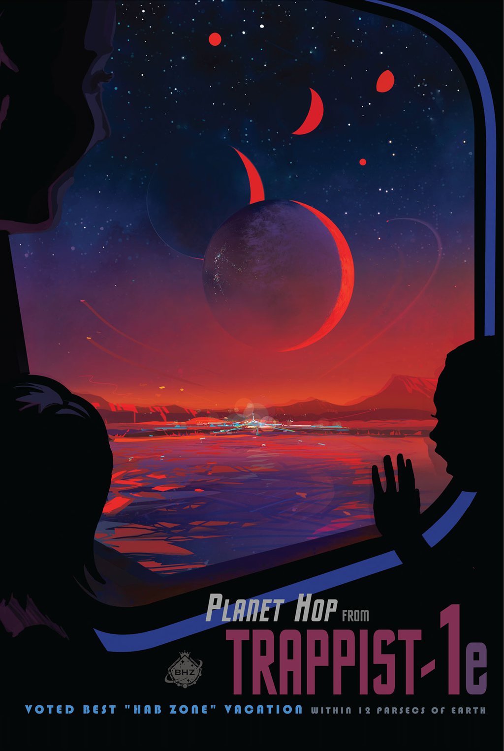 <p data-block-key="i4hfp">Some 40 light-years from Earth, a planet called TRAPPIST-1e offers a heart-stopping view: brilliant objects in a red sky, looming like larger and smaller versions of our own moon. But these are no moons. They are Earth-sized planets in a spectacular planetary system outside our own. These seven rocky worlds huddle around their small, dim, red star, like a family around a campfire. Any of them could harbor liquid water, but the planet shown here, fourth from the TRAPPIST-1 star, is in the habitable zone, the area around the star where liquid water is most likely to be detected. This system was revealed by the TRAnsiting Planets and PlanetesImals Small Telescope (TRAPPIST) and NASA’s Spitzer Space Telescope. The planets are also excellent targets for NASA’s James Webb Space Telescope. Take a planet-hopping excursion through the TRAPPIST-1 system.</p>