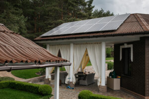 Solar panels on the roof.