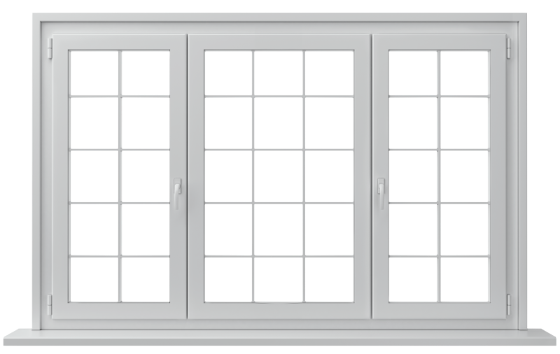 A modern aluminum bay window featuring a white frame and intricate grille design, enhancing both functionality and aesthetic appeal.