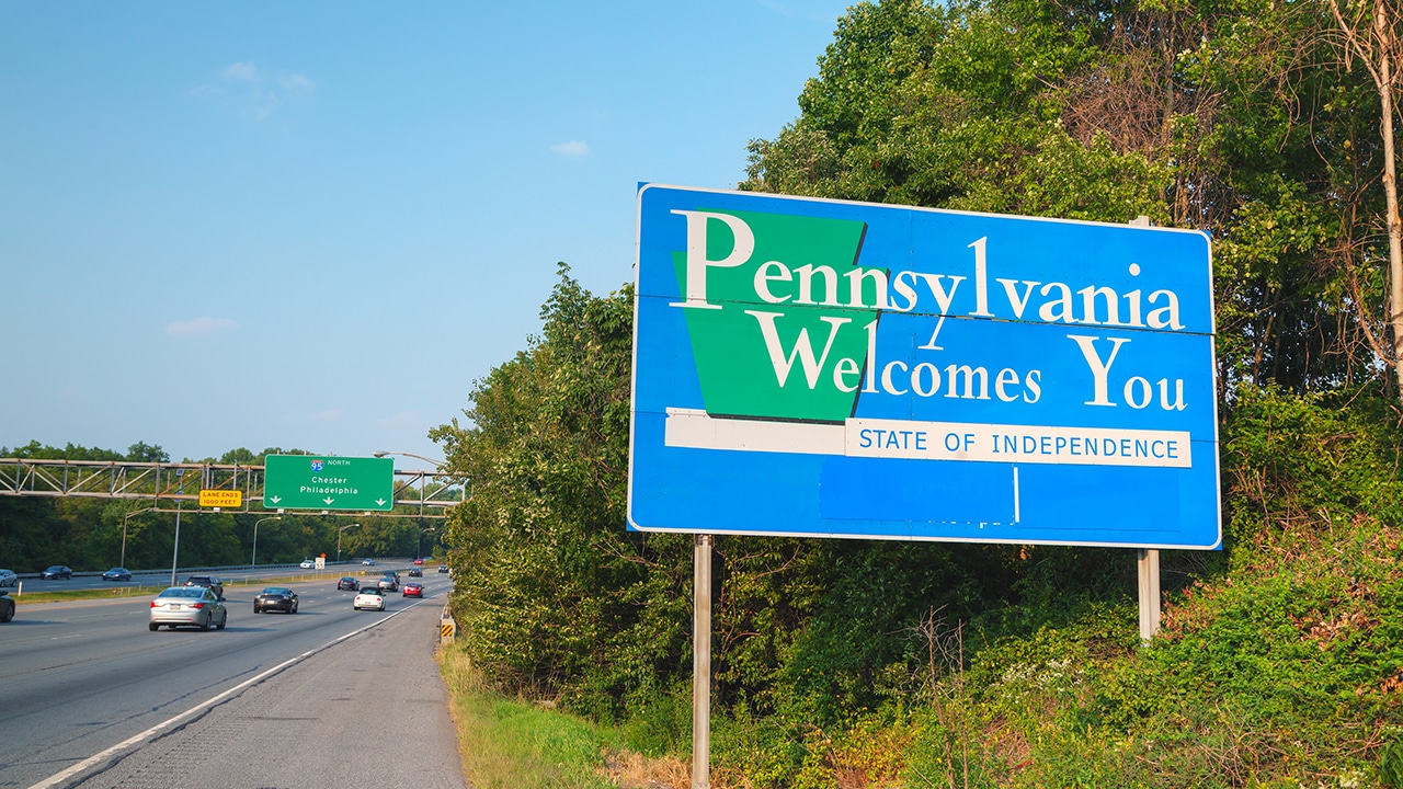 Pennsylvania Welcomes You road sign