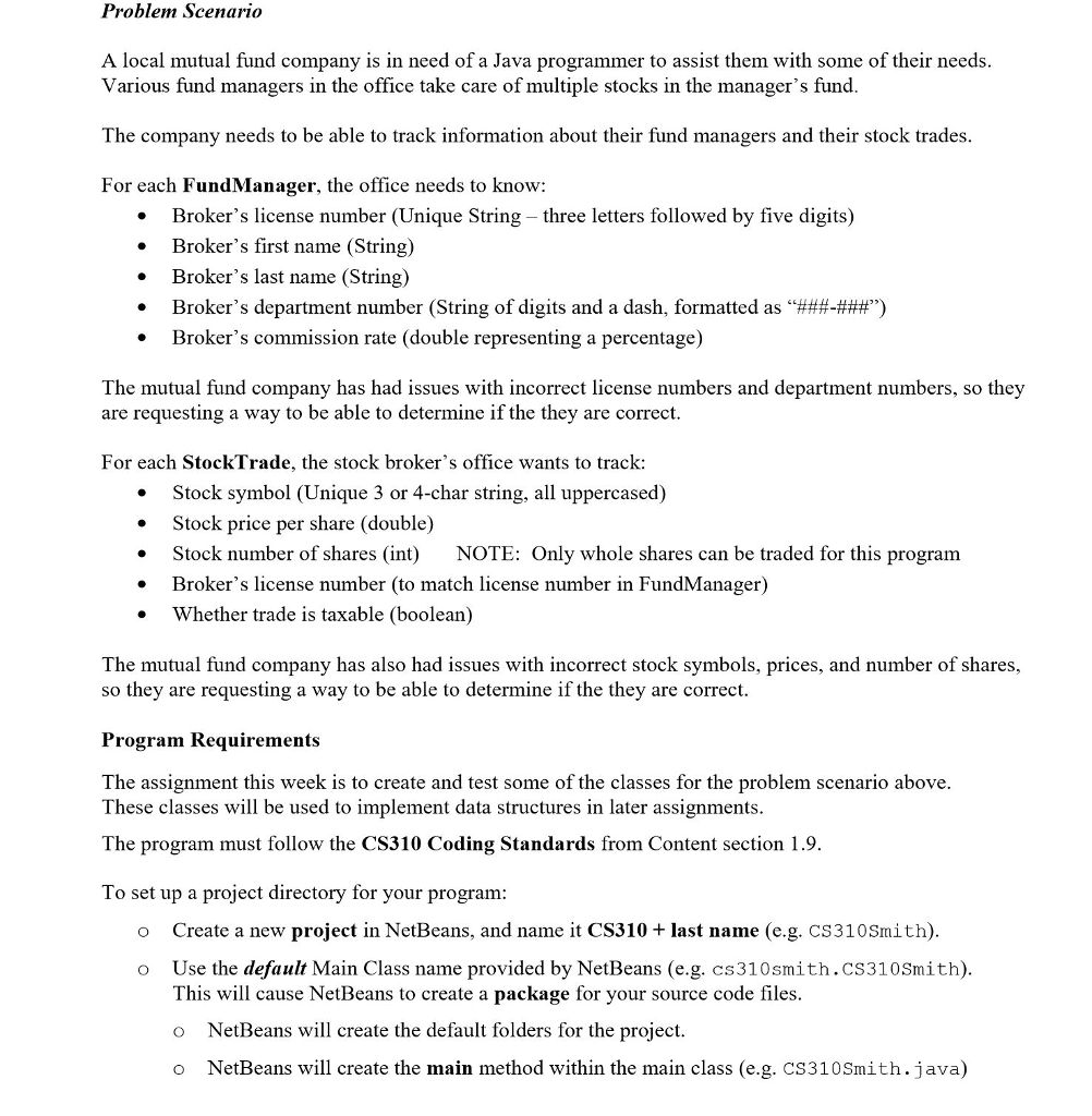 Problem Scenario A Local Mutual Fund Company Is In Chegg Com