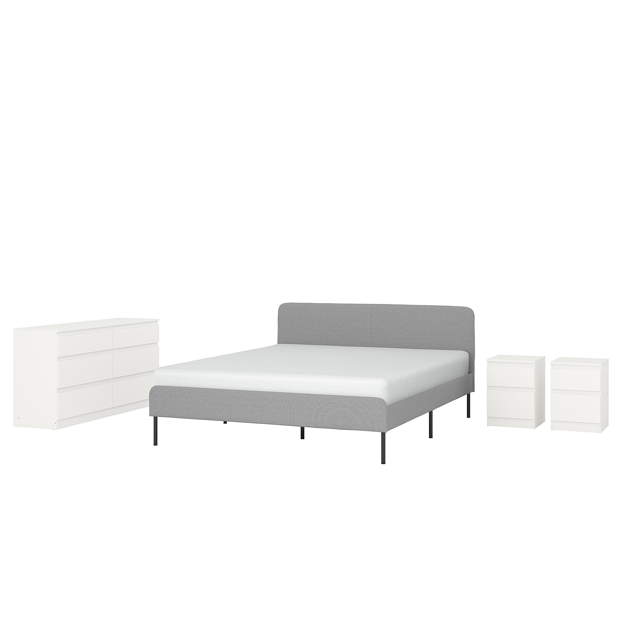 Kullen Slattum Bedroom Furniture Set Of 4 Knisa Light Grey White 180x200 Cm Ikea Indonesia