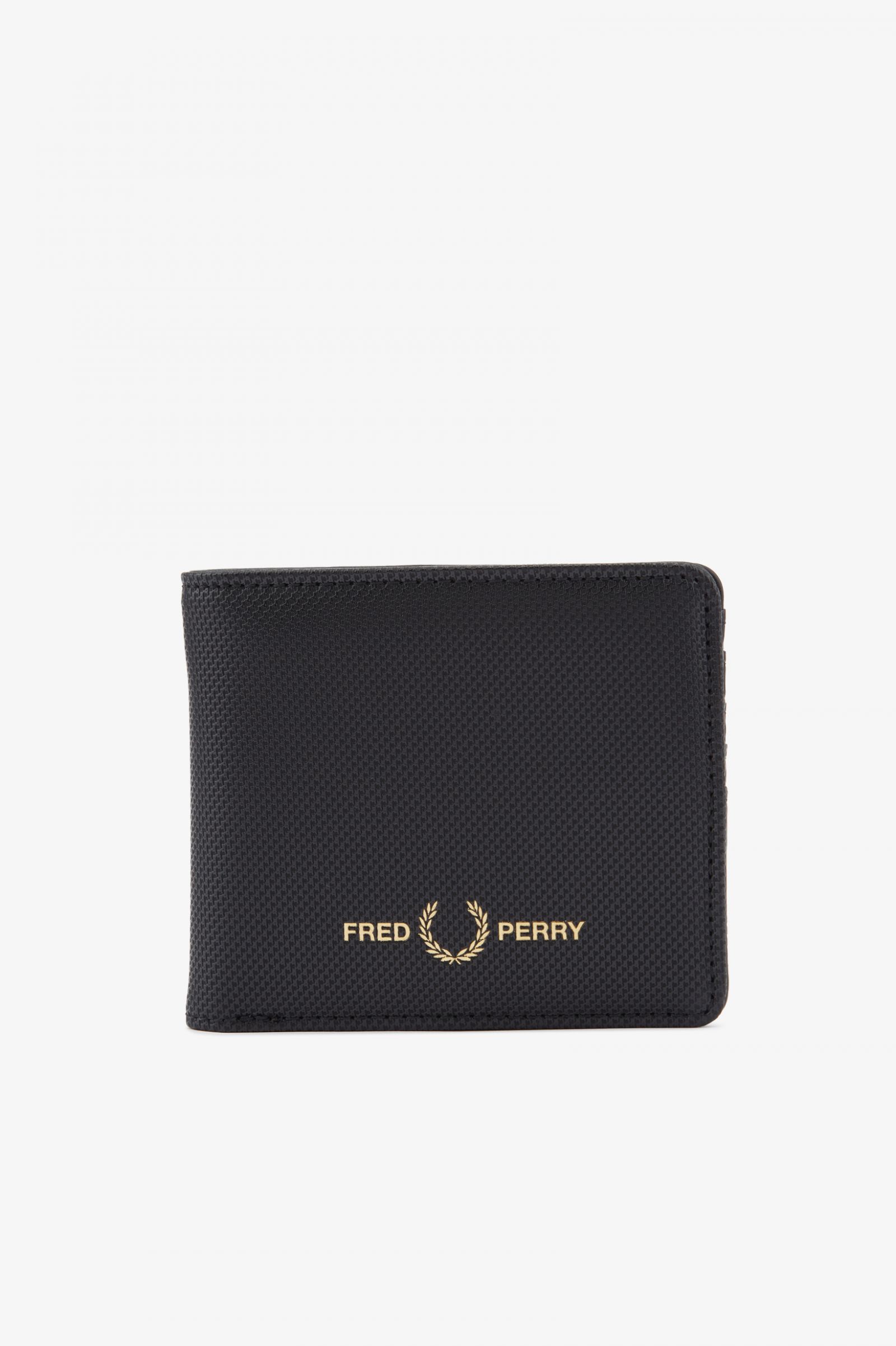 Pique Texturd Pu B Fold Wallet Black Men S Accessories Hats Leather Wallets Socks Fred Perry
