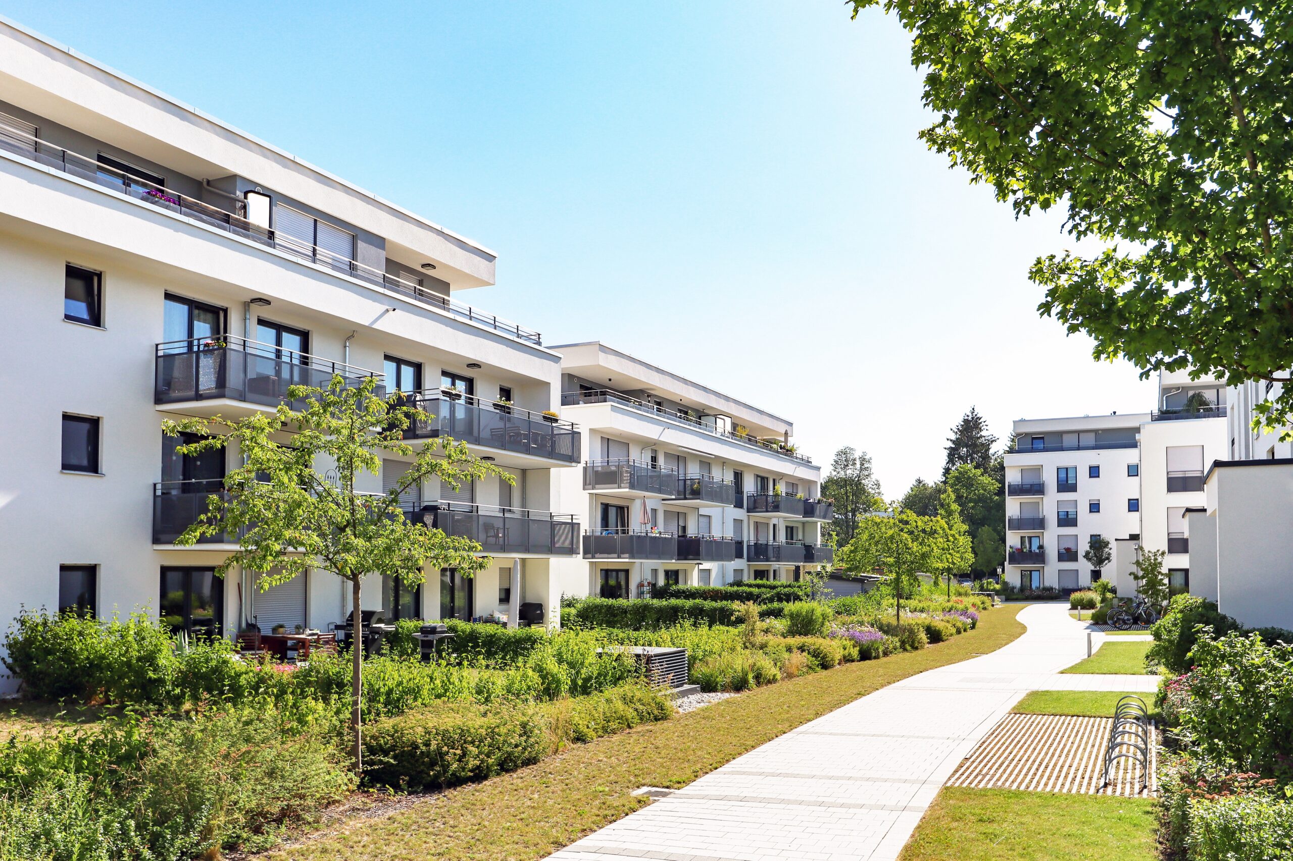 Residential area with apartment buildings