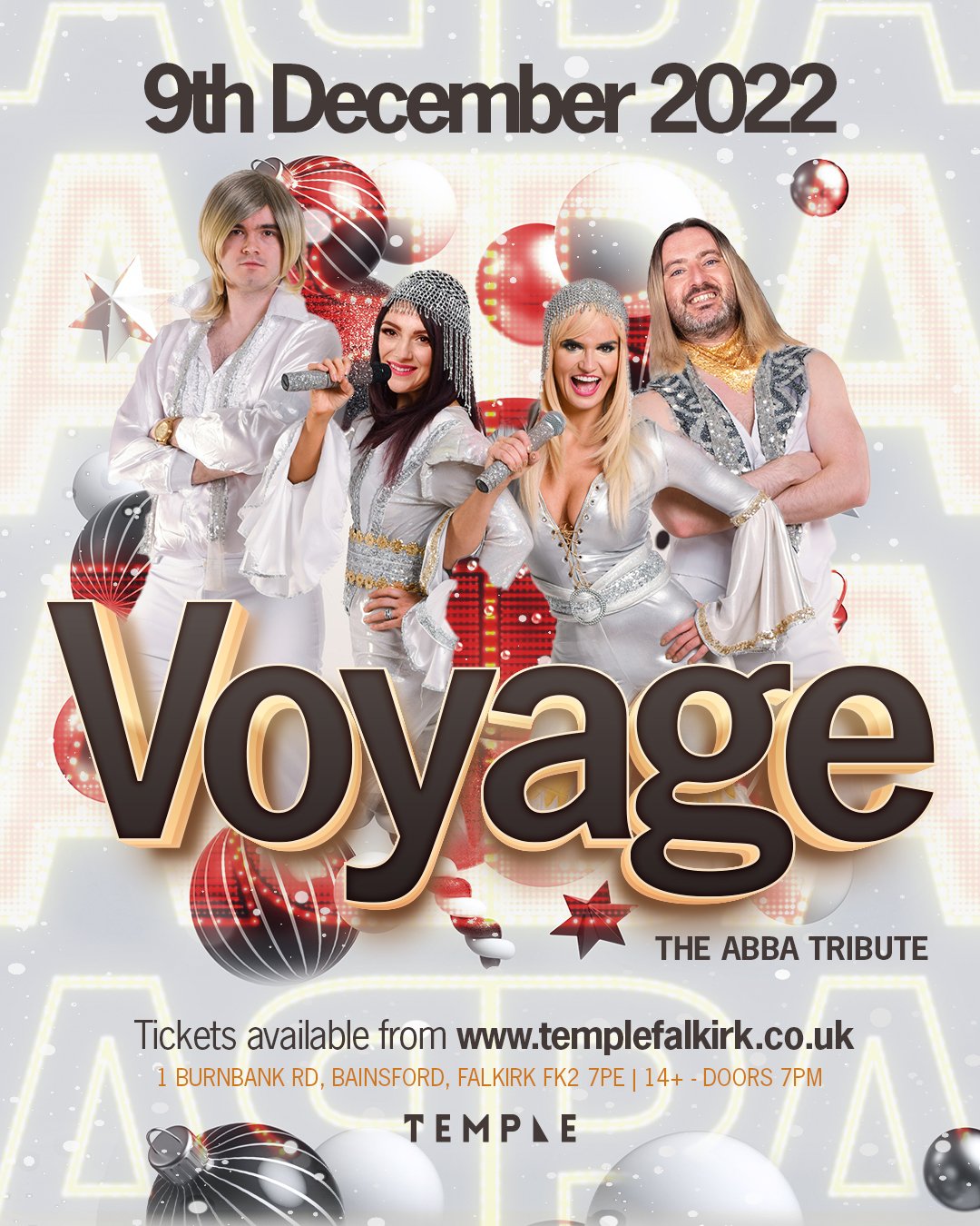 Voyage The Abba Tribute Tickets Temple Falkirk Fri 9th December 2022 Lineup