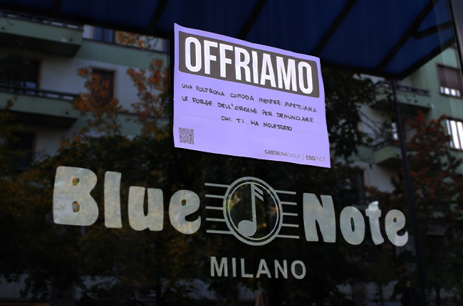 Blue Note diventa Punto Viola, contro la violenza di genere