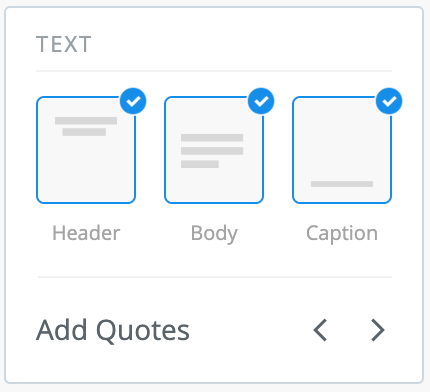 Text options and Add Quotes options in Buffer Pablo