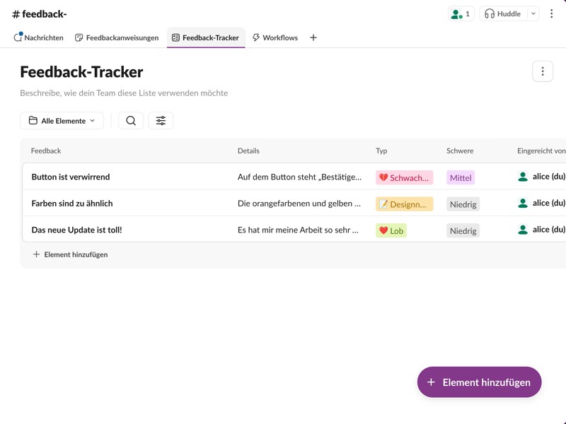 Eine vereinfachte Aufnahmemethode und eine integrierte Priorisierung ermöglichen es dir, in Echtzeit auf Feedback zu reagieren.