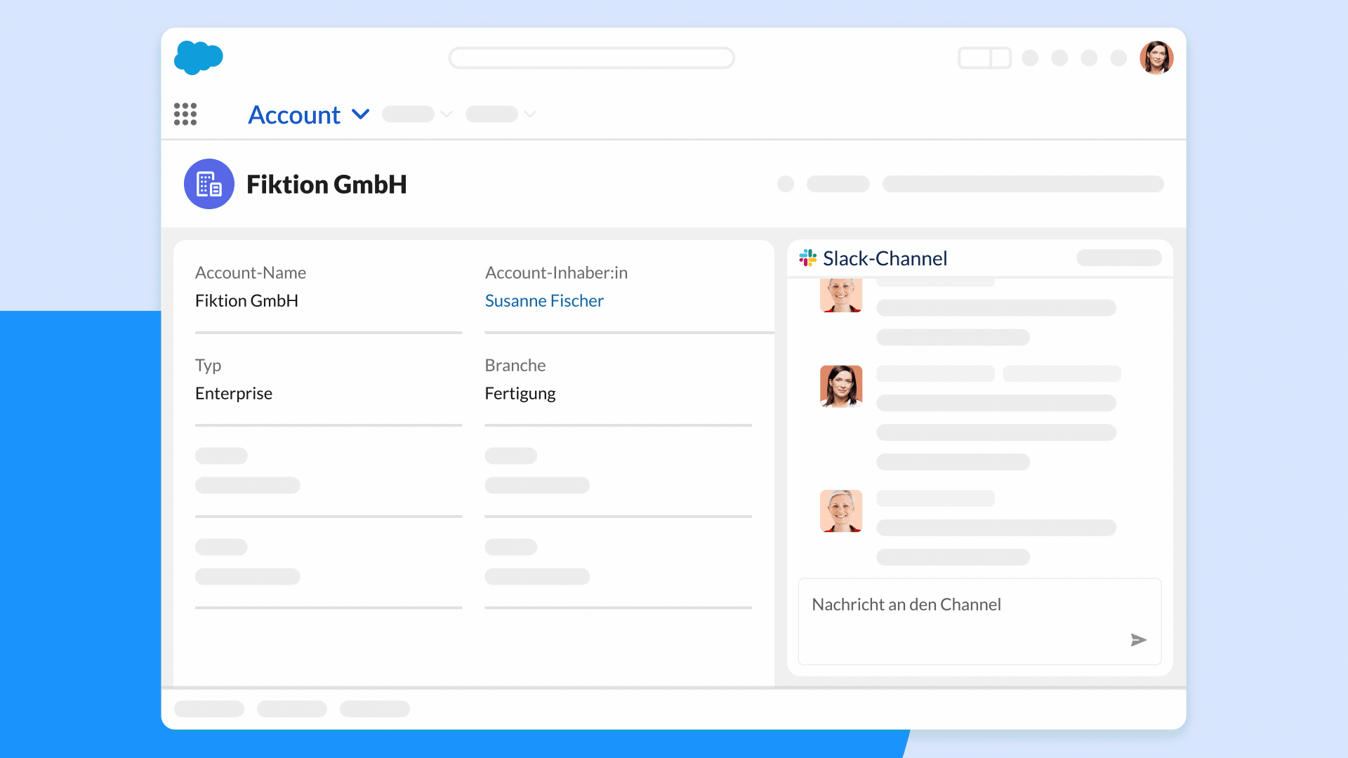 Ein GIF, das zeigt, wie Teams miteinander kommunizieren können, unabhängig davon, ob sie in Salesforce oder Slack arbeiten.