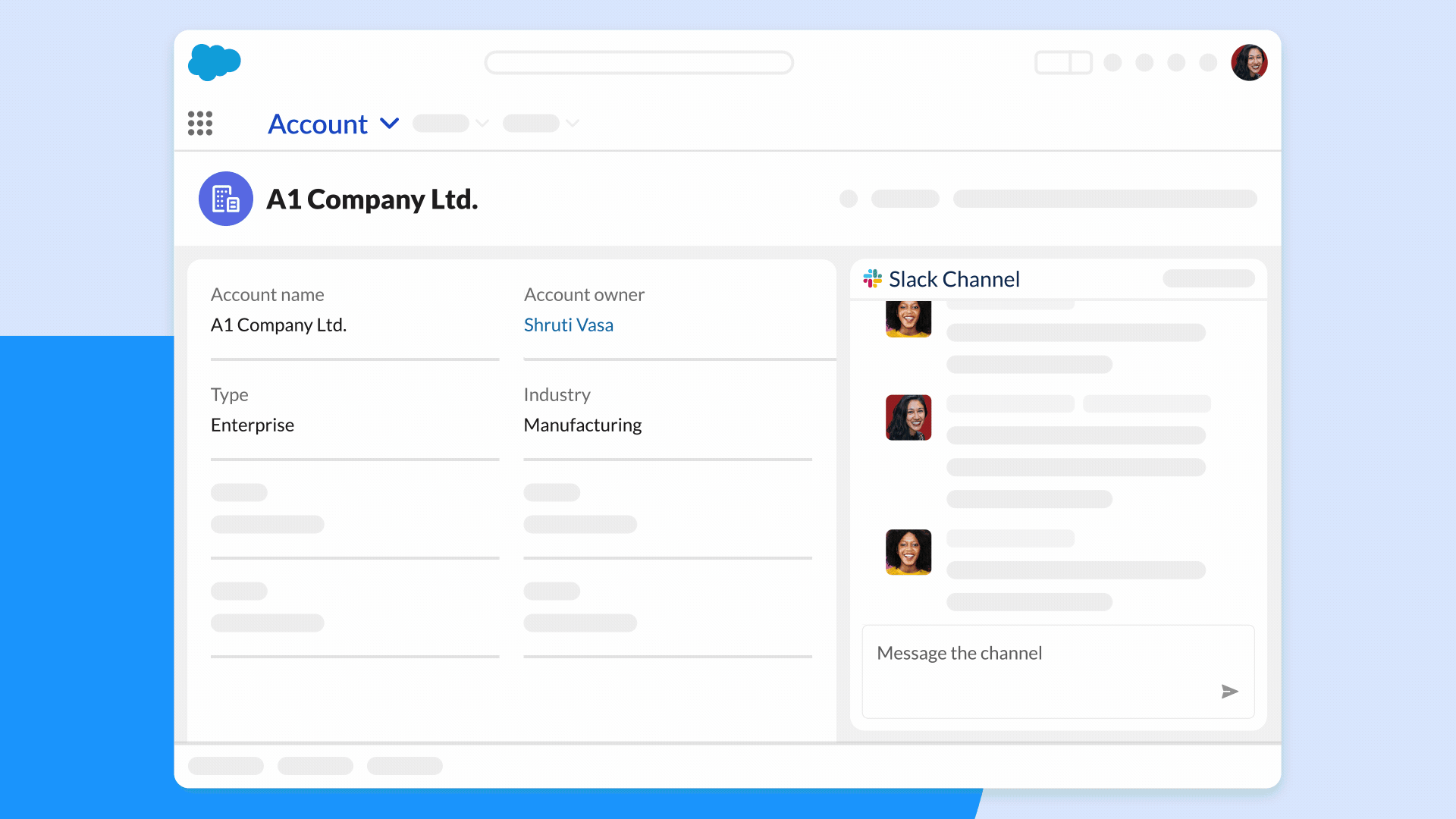 A GIF showing how teams can communicate with each other regardless of whether they’re in Salesforce or Slack.