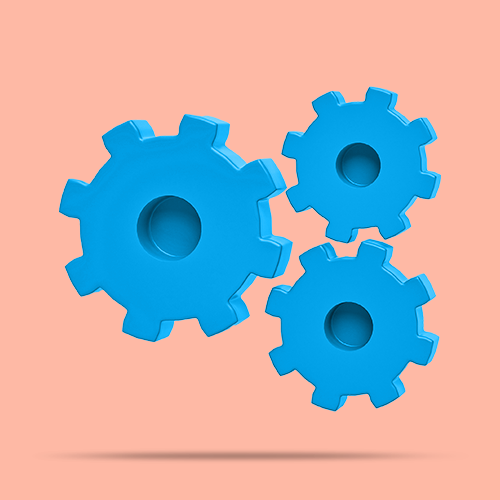AI business tasks, symbolized by gears