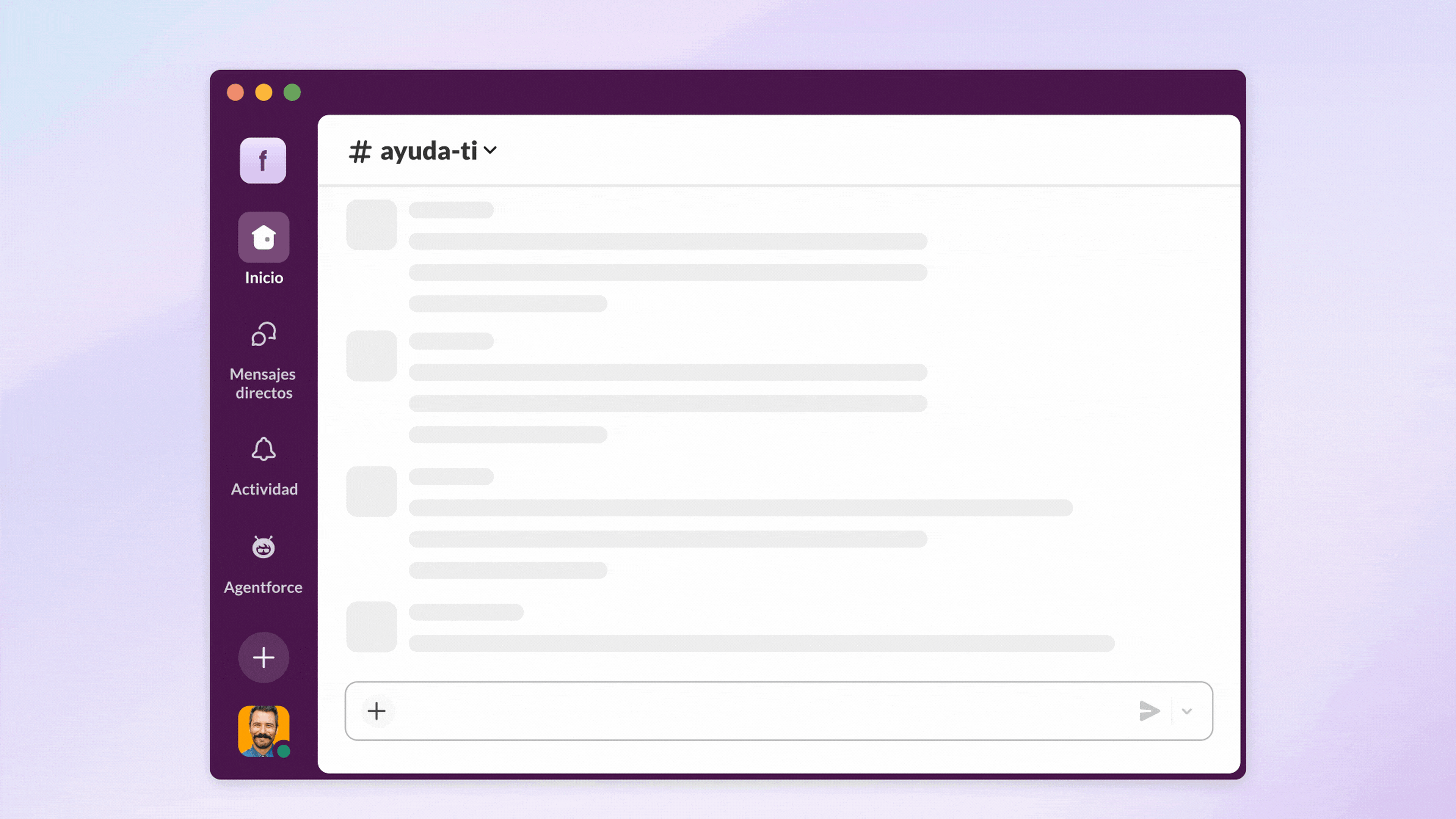 GIF de un usuario de Slack pidiendo ayuda a un agente de TI de Agentforce