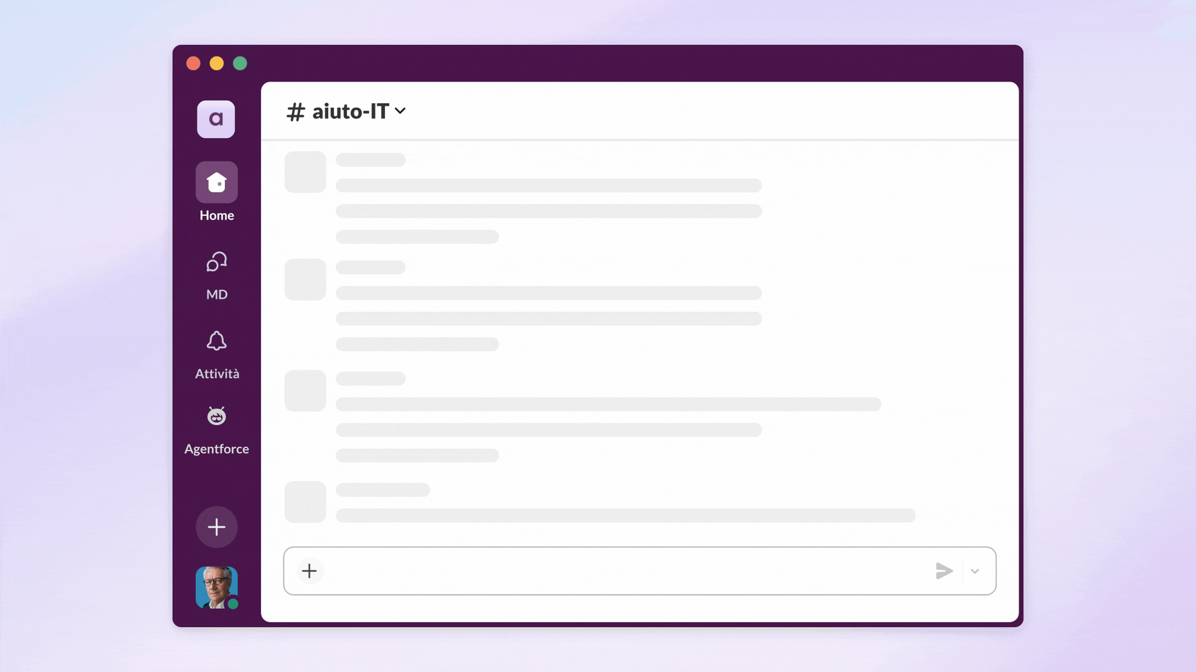 GIF di un utente Slack che chiede aiuto a un agente IT Agentforce