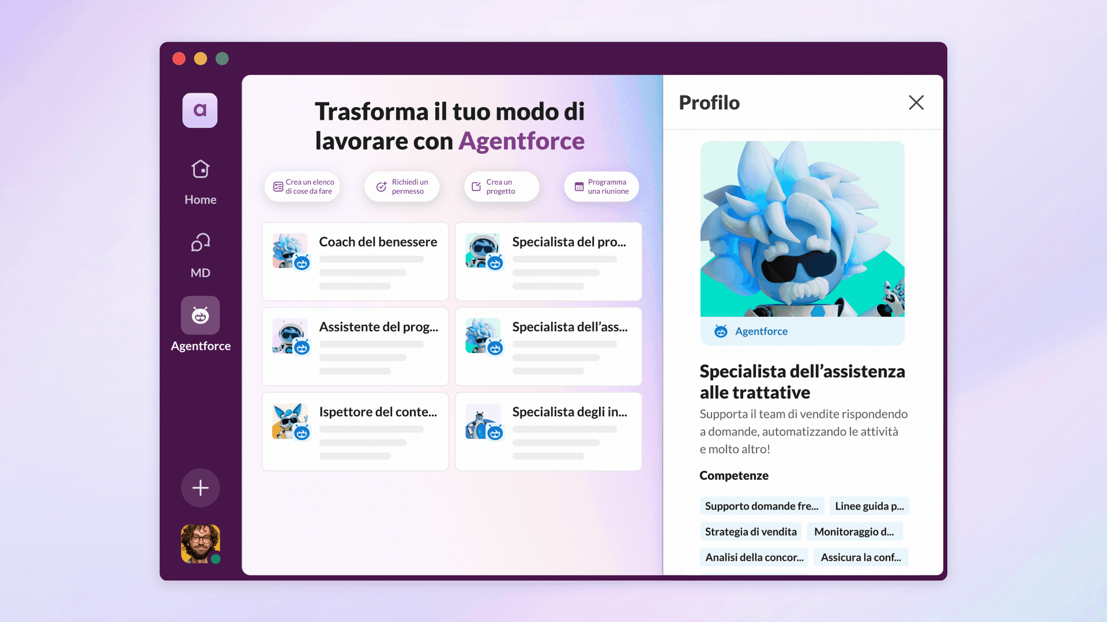 Gif di un venditore che chiede aiuto a un agente del supporto per le trattative in Slack.