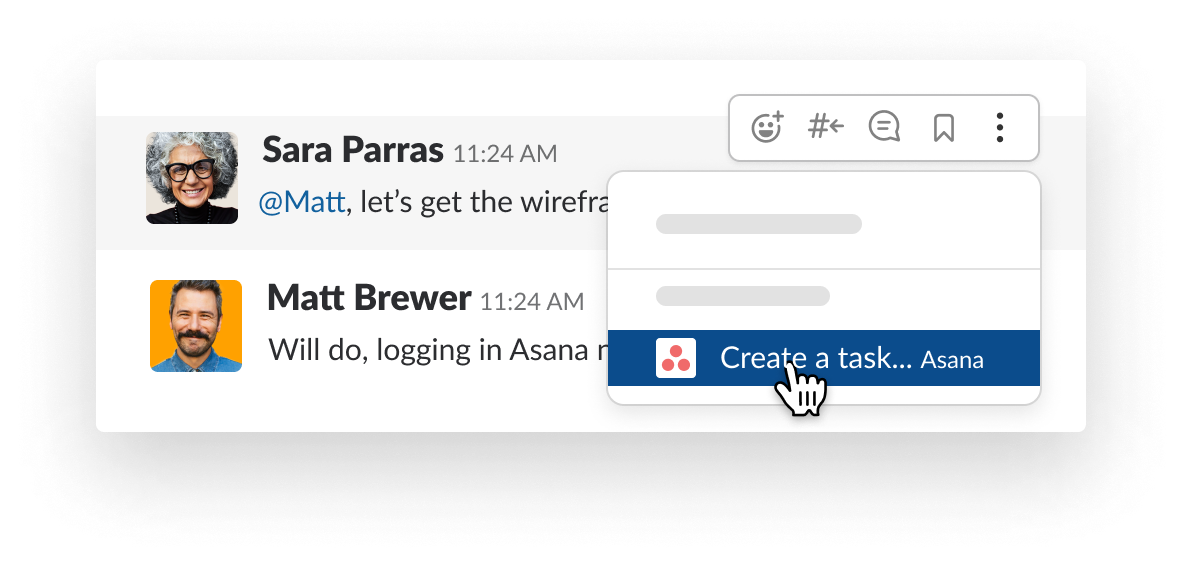 Message shortcut for Asana