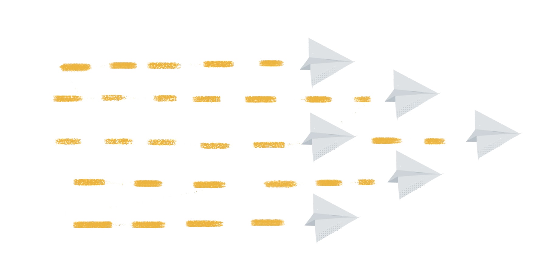 A strong internal communication strategy begins with leadership transparently sharing information, as depicted by this image of paper planes flying in the same direction