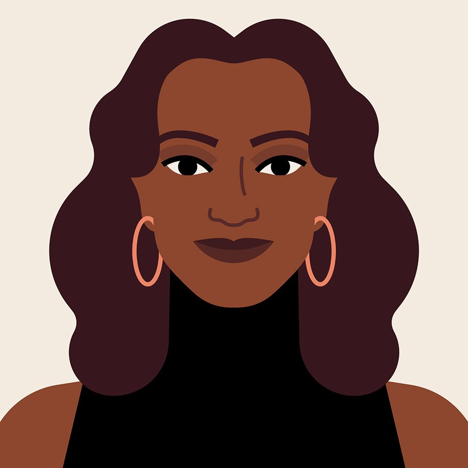 An illustrated portrait of Nadia Rawlinson, Chief People Officer at Slack