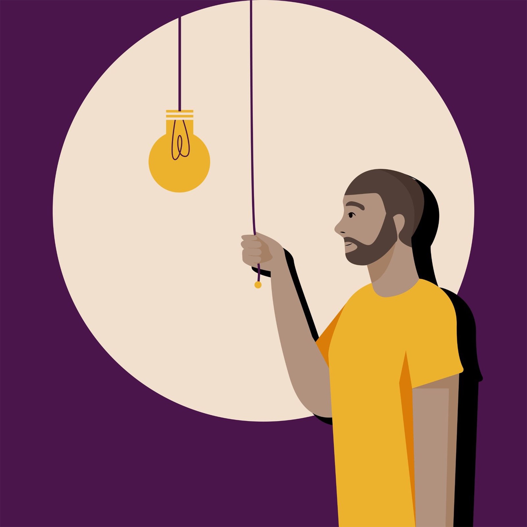 Hombre encendiendo la luz de la productividad