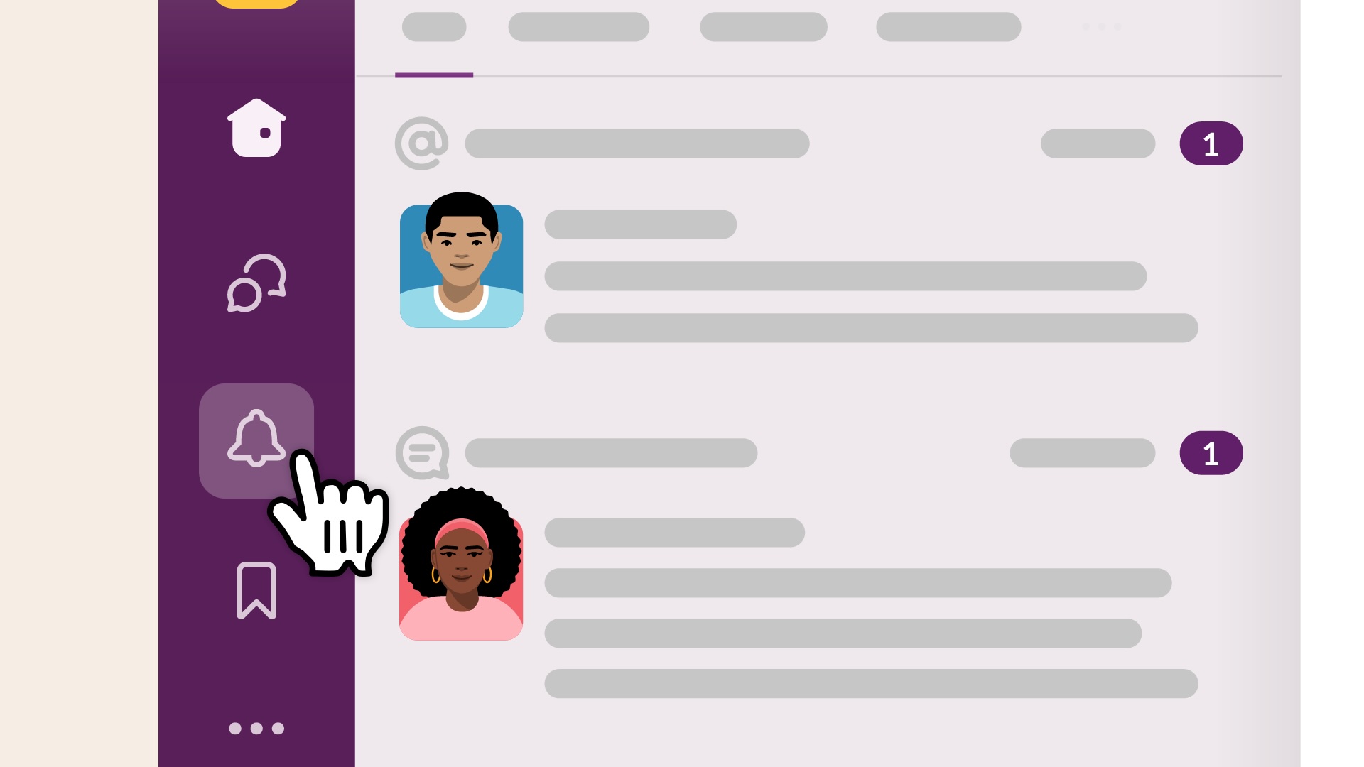 A screenshot of how to view notifications in Slack
