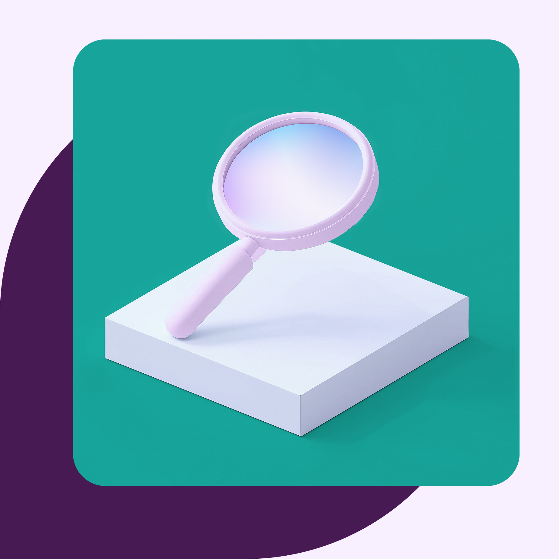Abstract picture of a magnifying glass over a platform