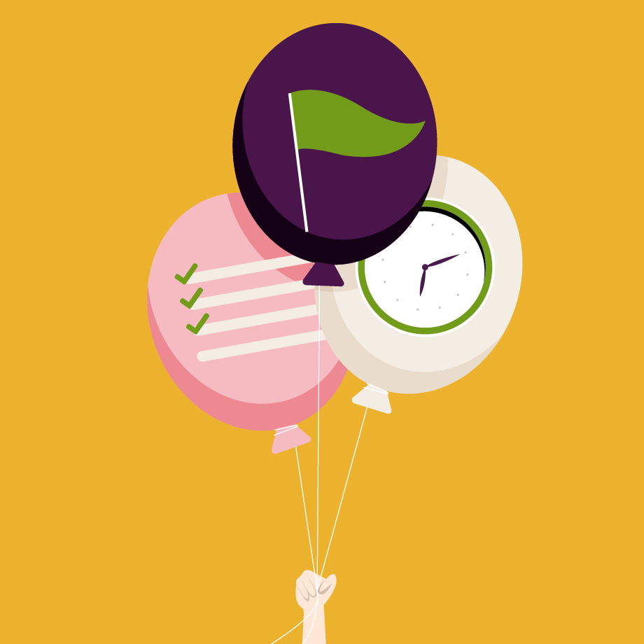 Abstract illustration of balloons representing meeting ideas