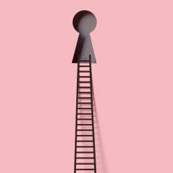 A ladder going up to a keyhole