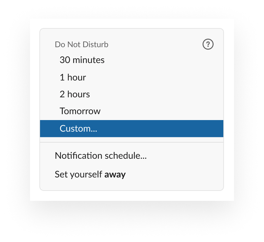 Example of how to set a custom status in Slack