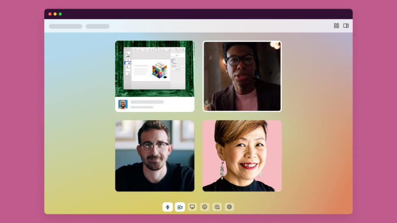 Miniaturas de clientes do Slack.