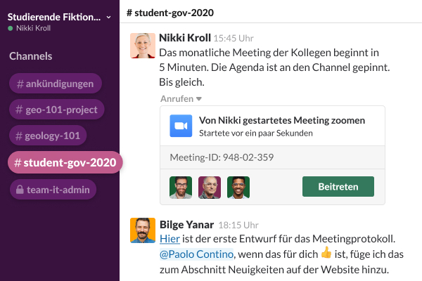 Channel mit Unterhaltungs-Chat