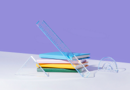 stack of books with shapes