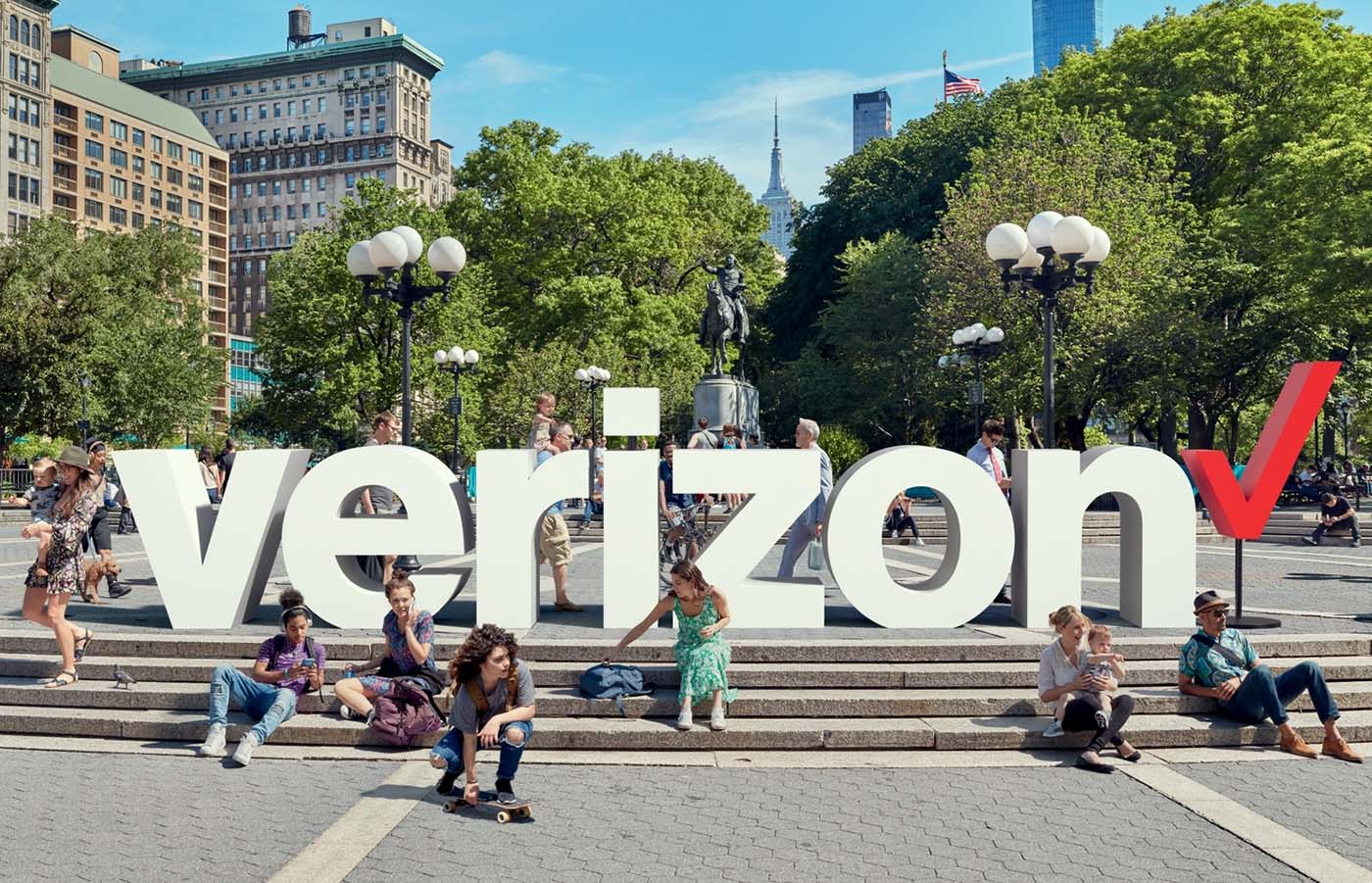 Verizon logo in a park