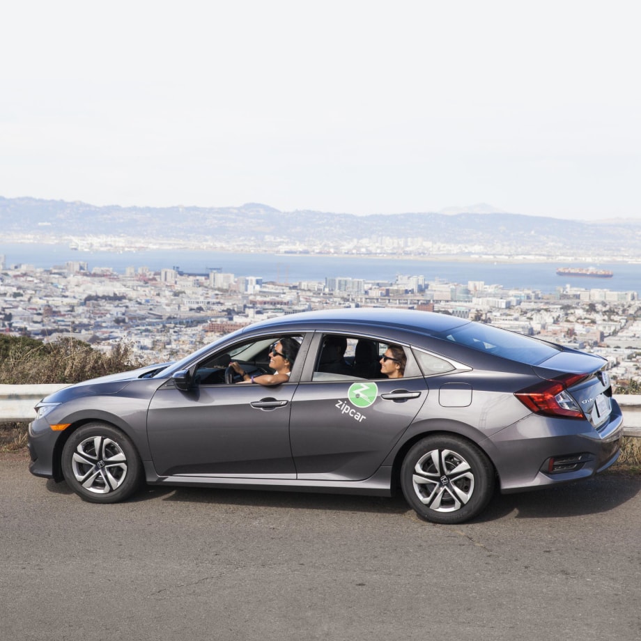 zipcar looking out over city