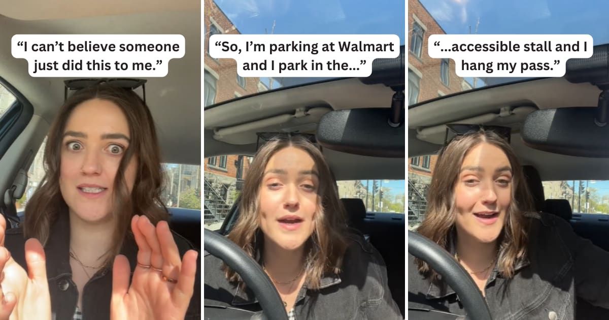 Middle-aged man stops young woman for parking in handicap spot but regrets his action immediately