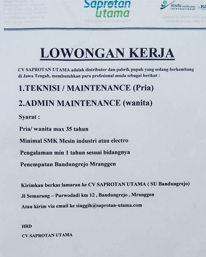 Lowongan Kerja Pabrik Di Semarang Lowongan Kerja Pabrik Di Semarang