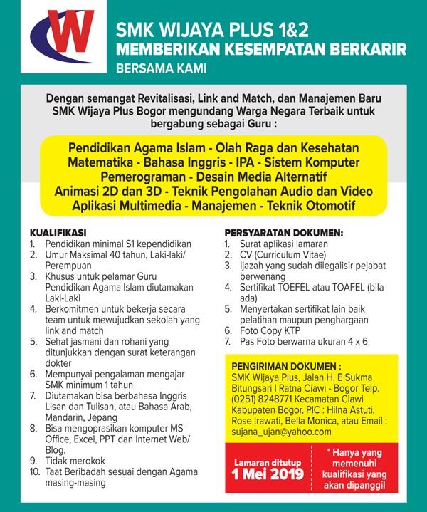 Lowongan Kerja Guru 2019 Bogor