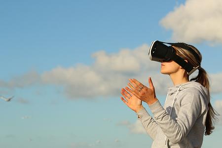 Girl wearing VR headset