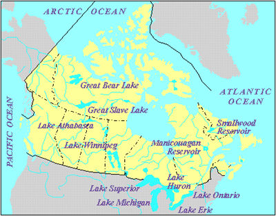 Lacs du Canada, carte des