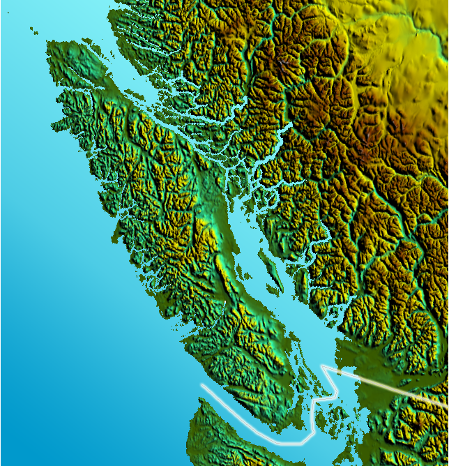 Vancouver Island with Canada-US Border